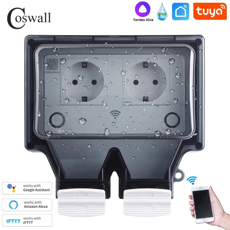 Coswall Tuya Wifi Yandex Alice – обзор и цена Timer Dual Outlet