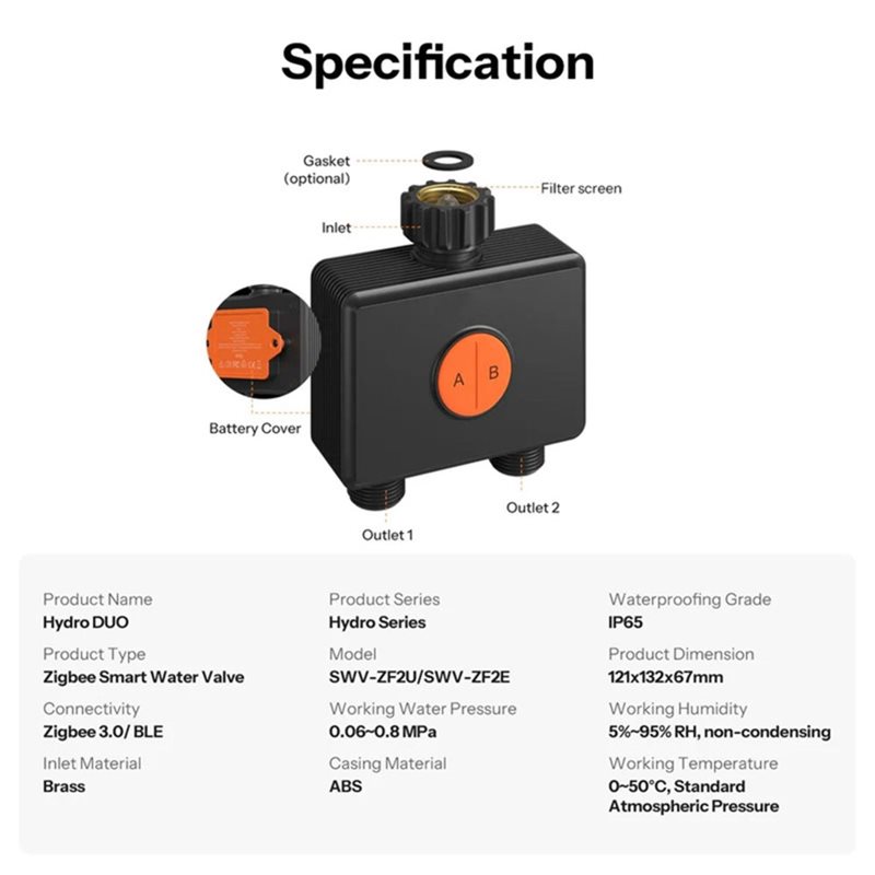 AB66-IP65 Rated Zigbee 3.0 Hyd – обзор и цена Timer Dual Outlet